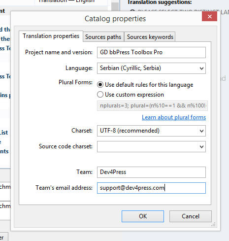 Project Dialog