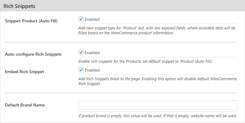 Rich Snippet Settings