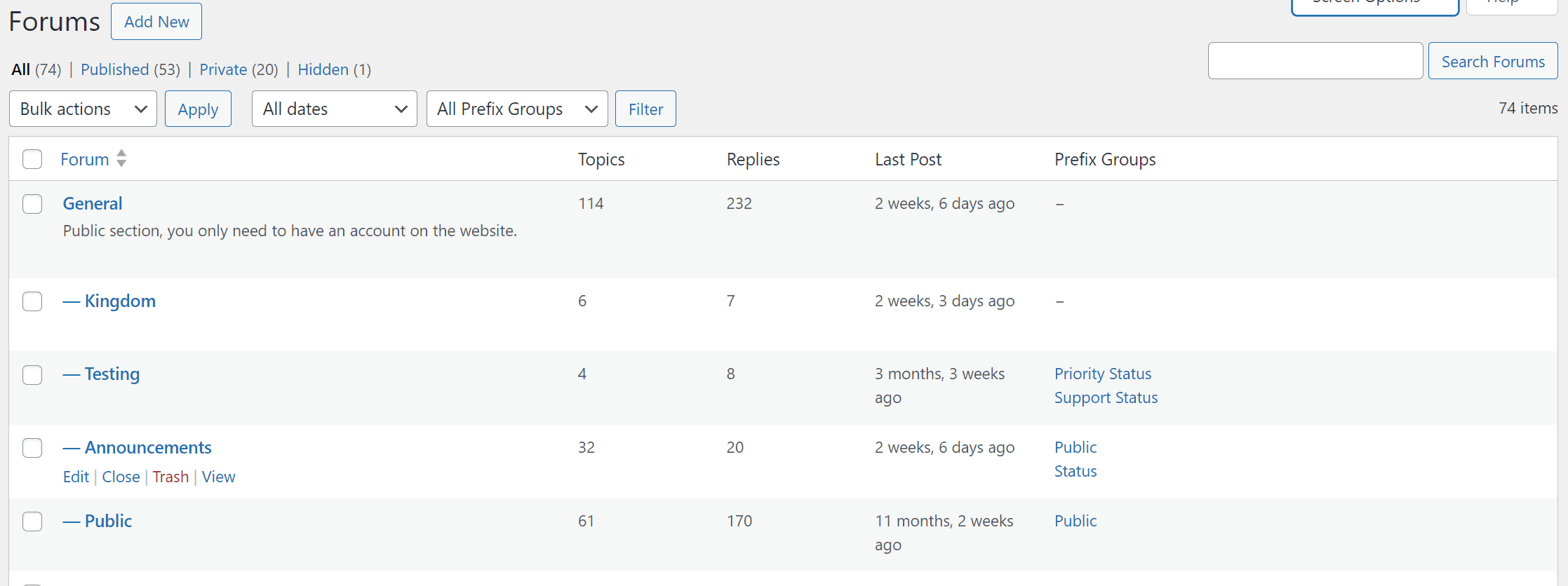 Forum List Groups