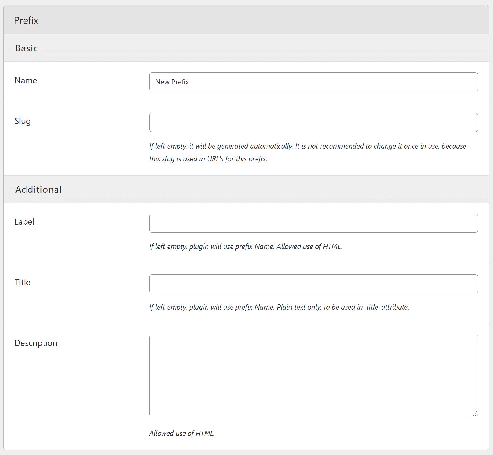 Prefix form Basics