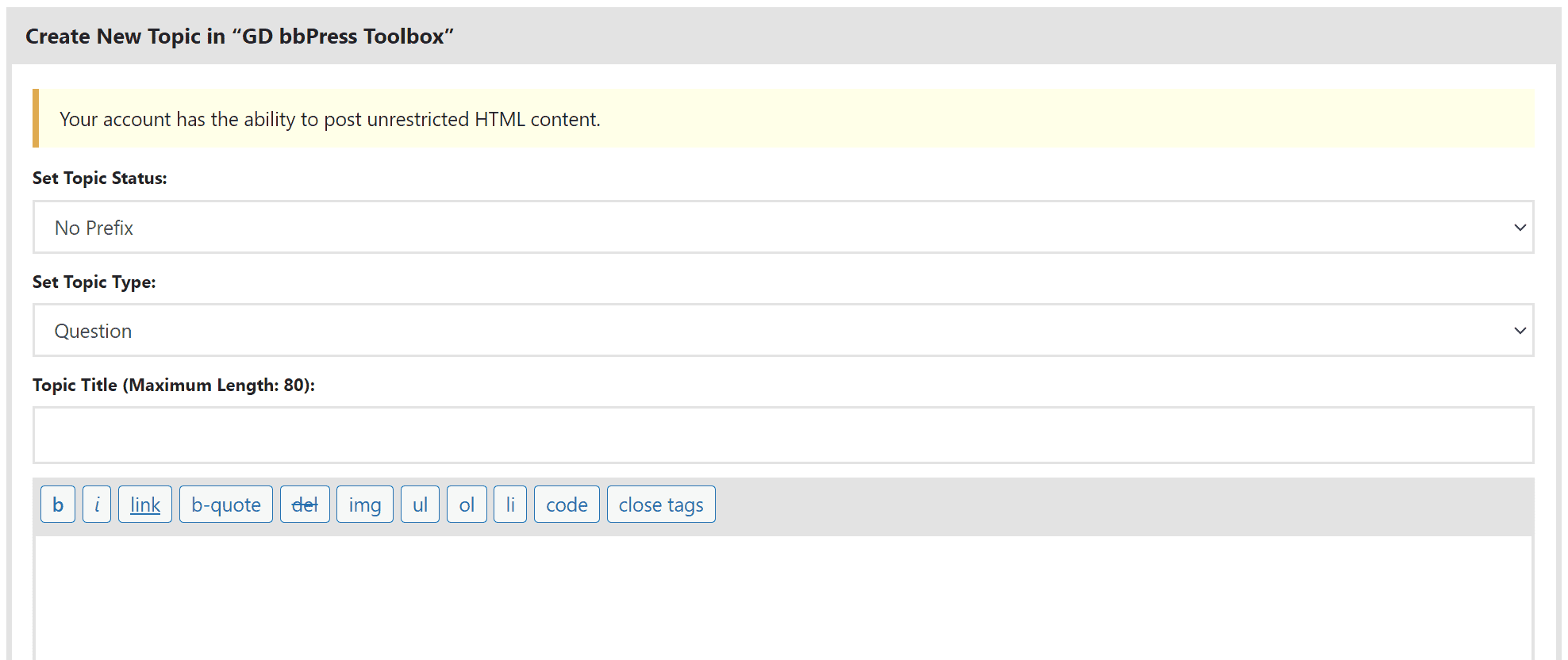 Topic Form: Prefixes via Select controls